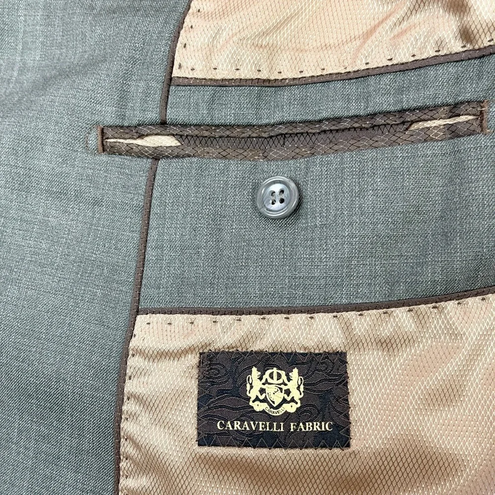 Caravelli Collezione Mens Blazer 42S Gray Two Button‎ Sport Coat Heritage Office
